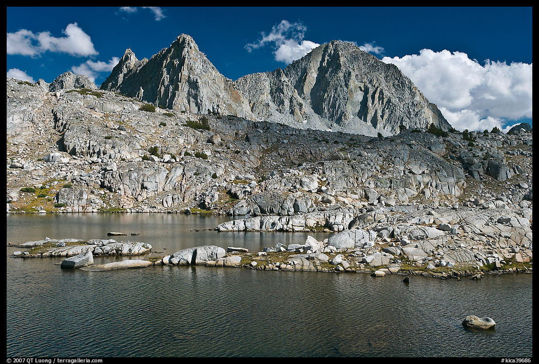 Lake, Isoceles Peak and Mt Giraud, Dusy Basin. Kings Canyon  National Park, California, USA.