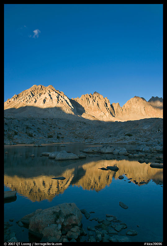 Palissades chain reflected in lake, Dusy Basin. Kings Canyon  National Park, California, USA.