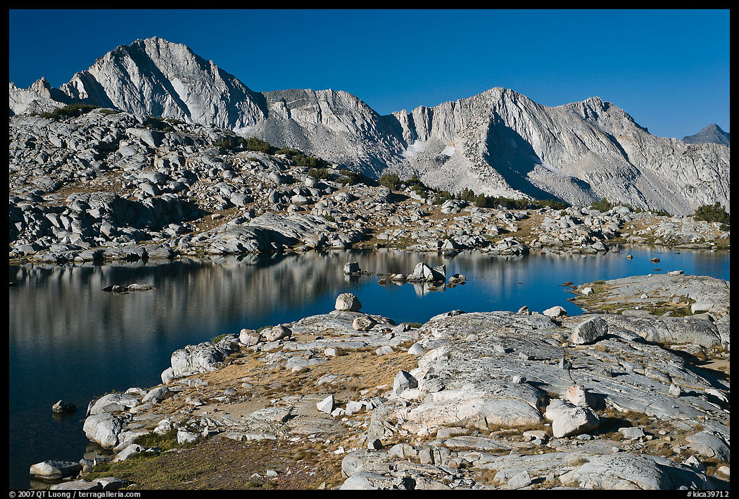 Lake and Mt Giraud range, morning, Dusy Basin. Kings Canyon  National Park, California, USA.