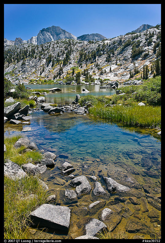 Stream, lake, and Mt Giraud, Lower Dusy Basin. Kings Canyon  National Park