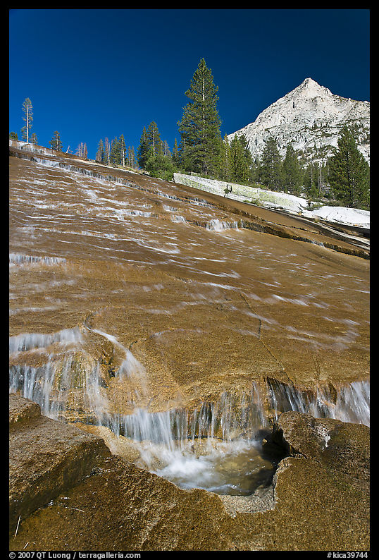 Water flowing over granite slab, Le Conte Canyon. Kings Canyon  National Park