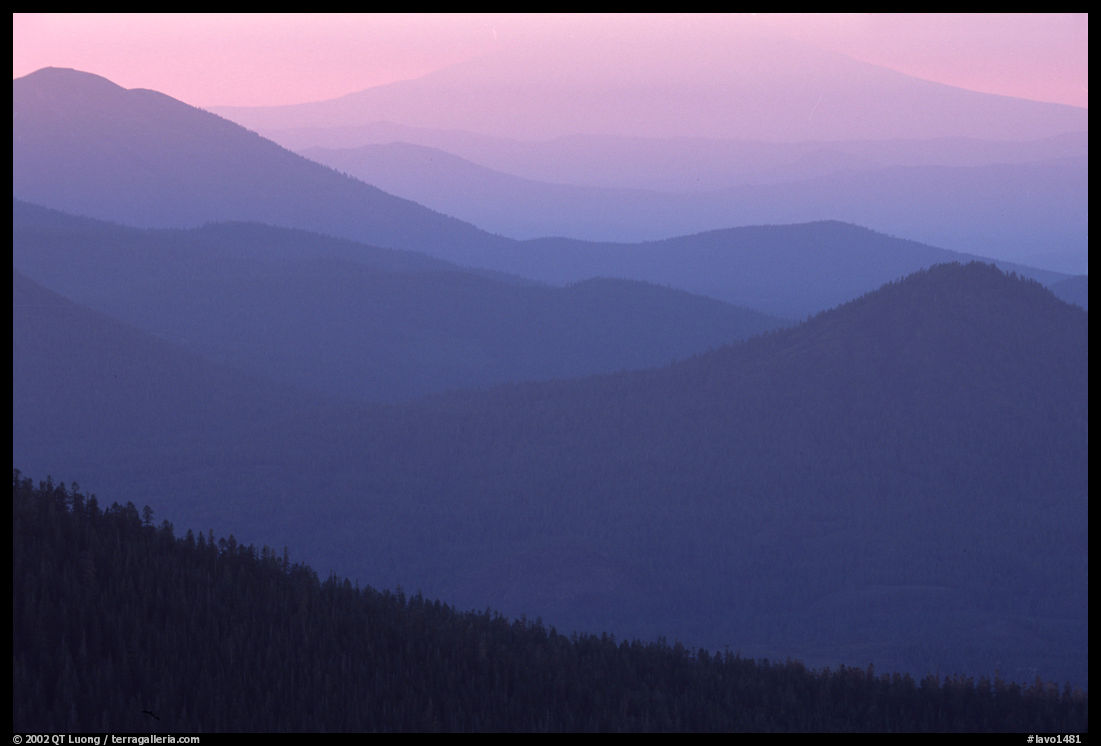 Ridges from Brokeoff Mountain. Lassen Volcanic National Park, California, USA.
