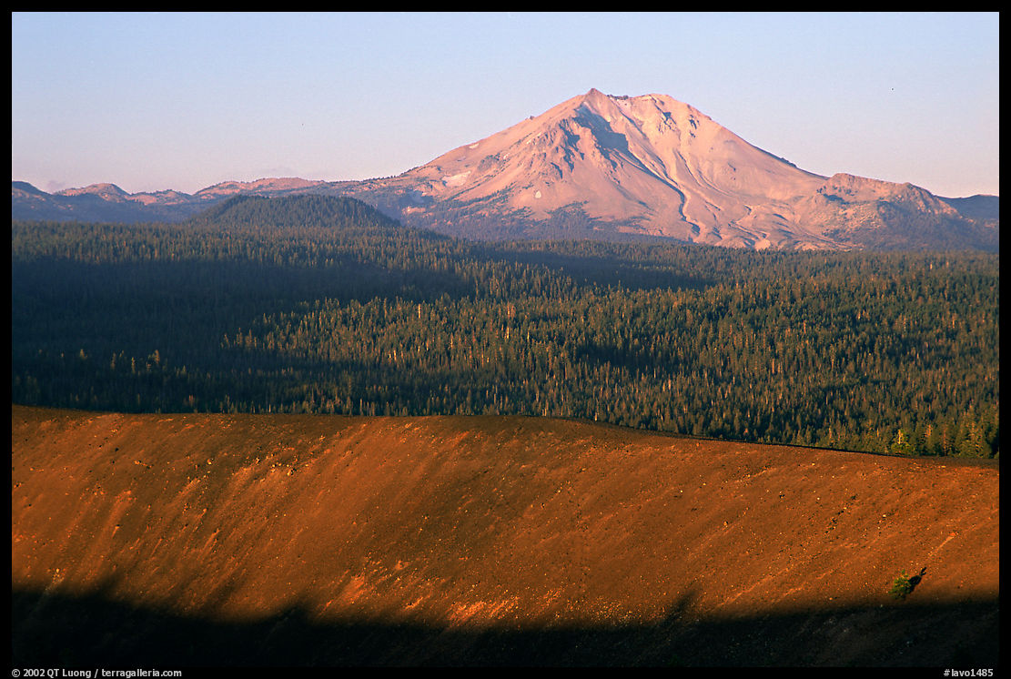 Top of Cinder cone and Lassen Peak, sunrise. Lassen Volcanic National Park, California, USA.
