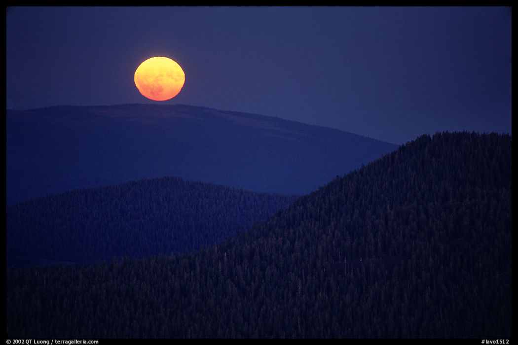 Moonrise from Prospect Peak. Lassen Volcanic National Park, California, USA.