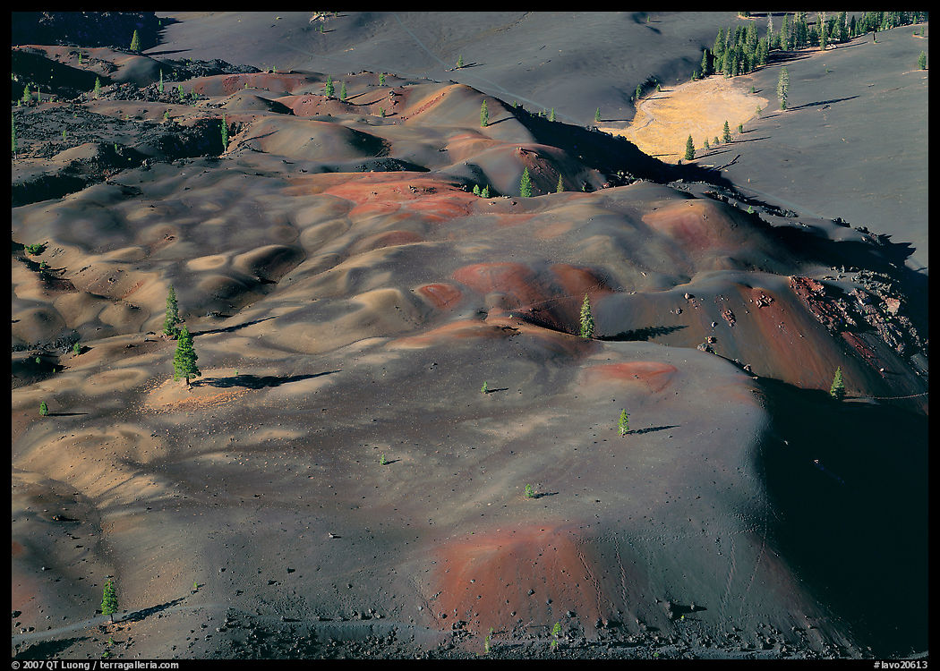 Painted dunes seen from above. Lassen Volcanic National Park, California, USA.