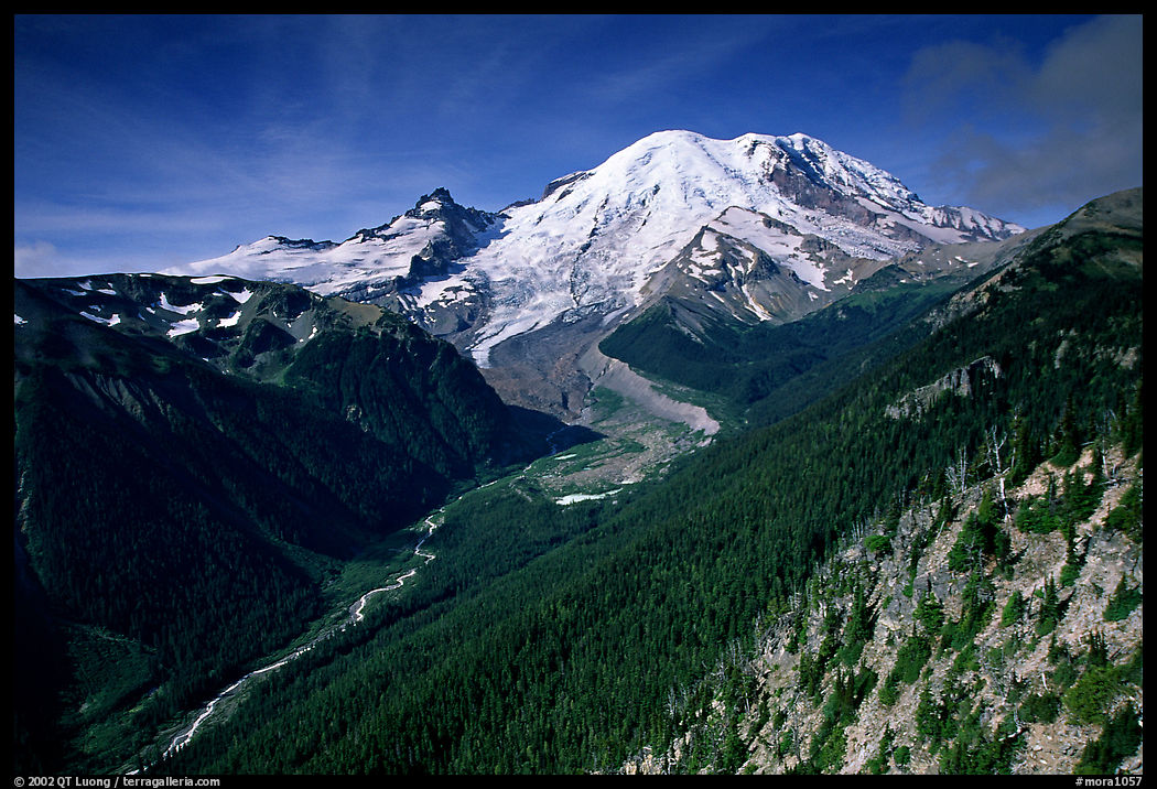 Emmons Glacier and Mt Rainier from Sunrise, morning. Mount Rainier National Park, Washington, USA.