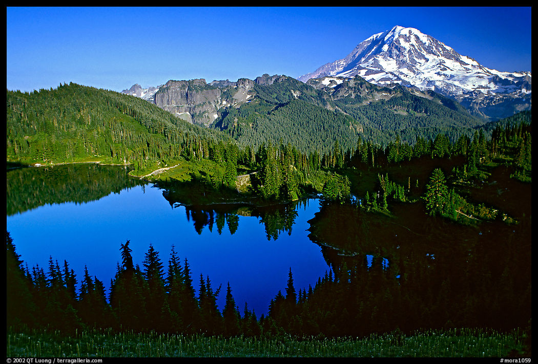 Eunice Lake and Mt Rainier, afternoon. Mount Rainier National Park, Washington, USA.