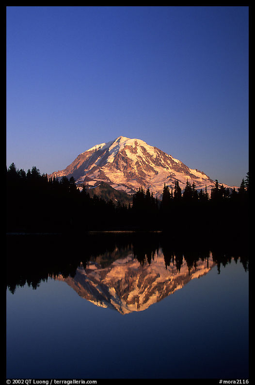 Mt Rainier reflected in Eunice Lake, afternoon. Mount Rainier National Park, Washington, USA.