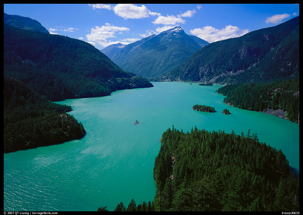 Turquoise waters in Diablo lake. North Cascades National Park, Washington, USA.