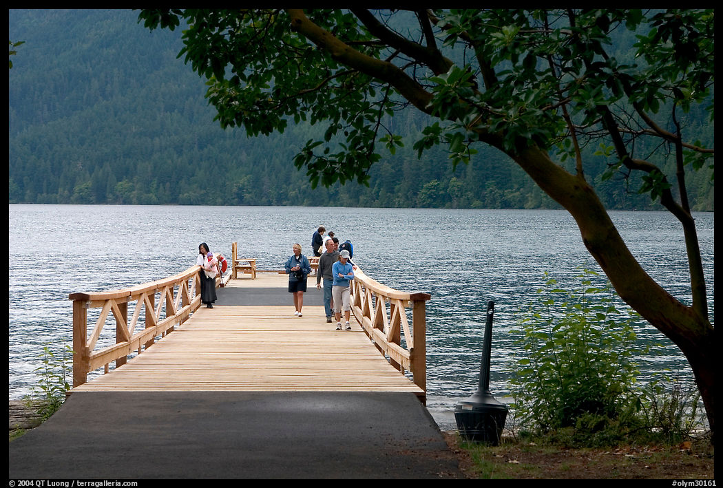 Pier and Crescent Lake. Olympic National Park, Washington, USA.