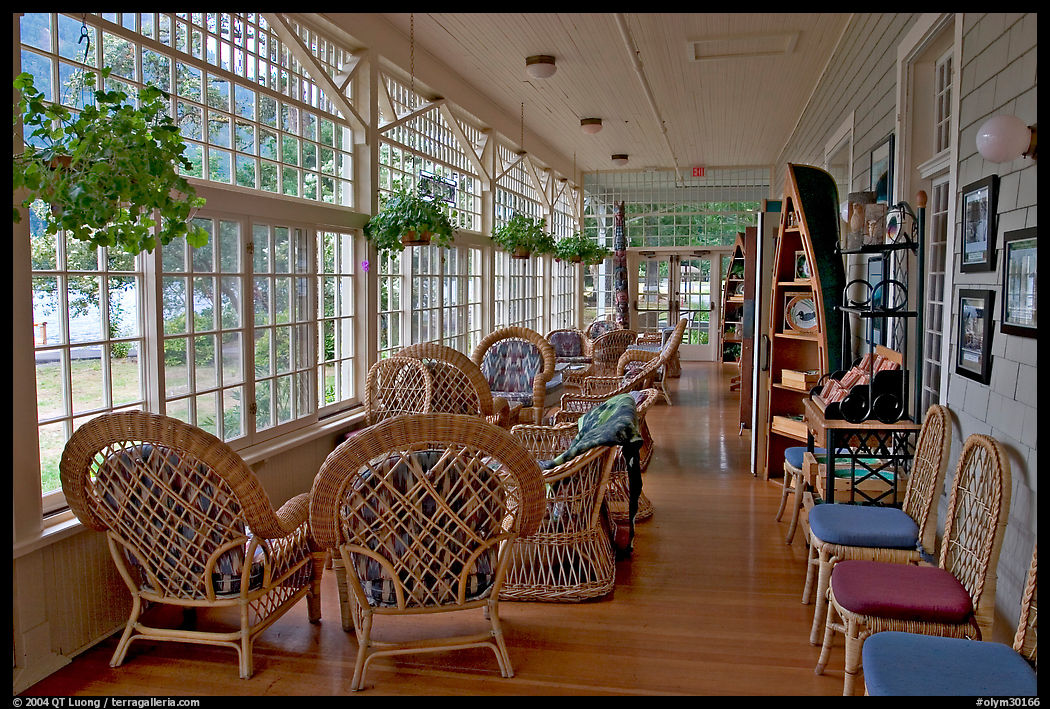 Sun room, Crescent Lake Lodge. Olympic National Park, Washington, USA.