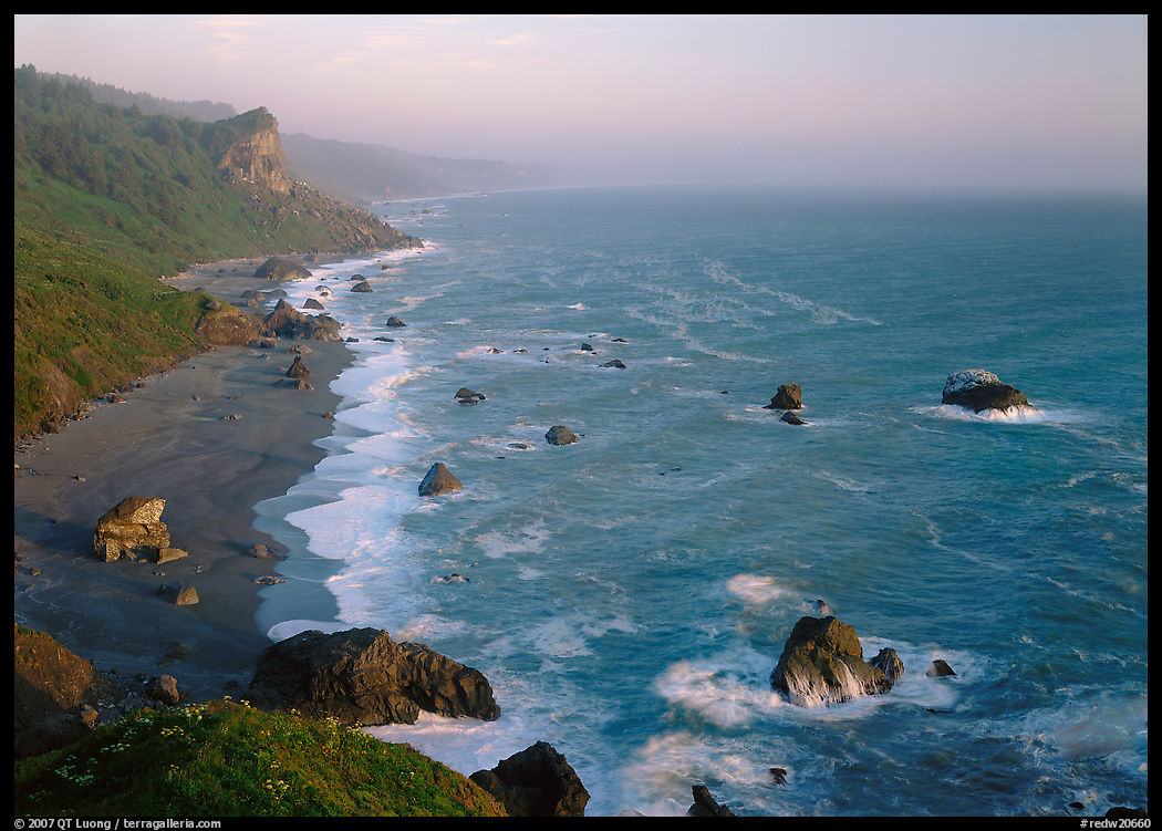 Coast from High Bluff overlook, sunset. Redwood National Park