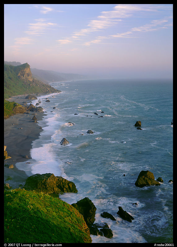 Coast from High Bluff overlook, sunset. Redwood National Park