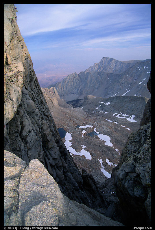 Looking down through  gap between  Mt Whitney needles. Sequoia National Park