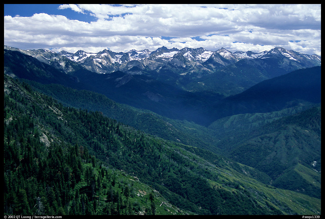 Panorama of  Western Divide from Moro Rock. Sequoia National Park, California, USA.