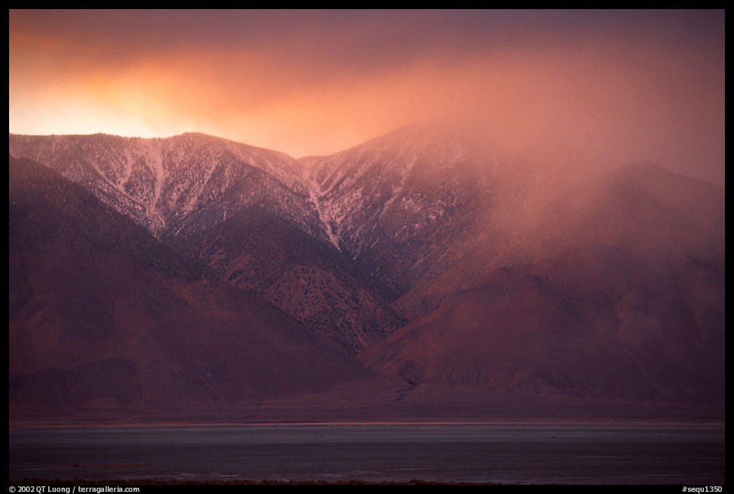 Clearing storm over  Sierras from Owens Valley, sunset. Sequoia National Park, California, USA.