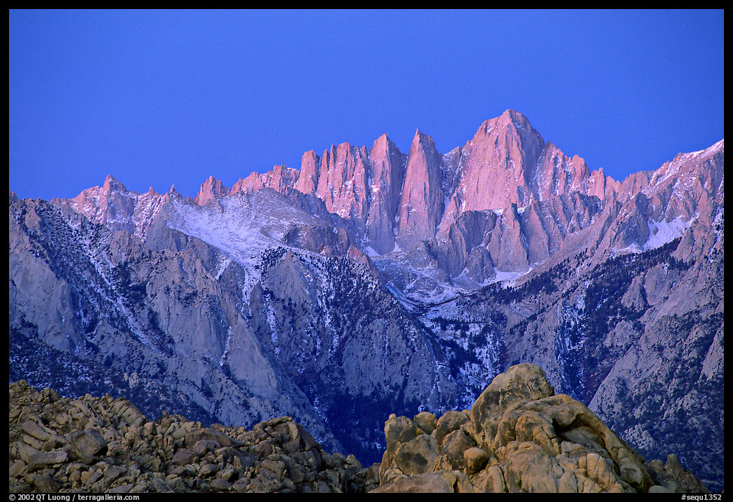 Alabama hills and Mt Whitney, dawn. Sequoia National Park, California, USA.