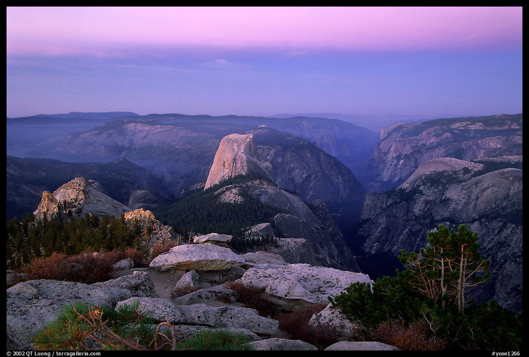 View of Yosemite Valley from Clouds rest at dawn. Yosemite National Park, California, USA.