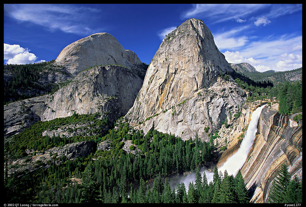 Nevada Falls and Liberty cap in summer. Yosemite National Park, California, USA.