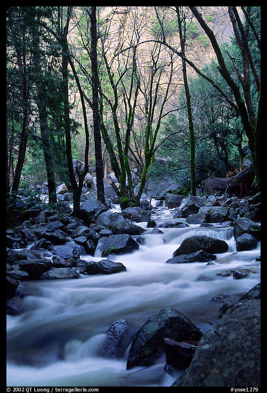Creek at the base of Bridalveil Falls. Yosemite National Park