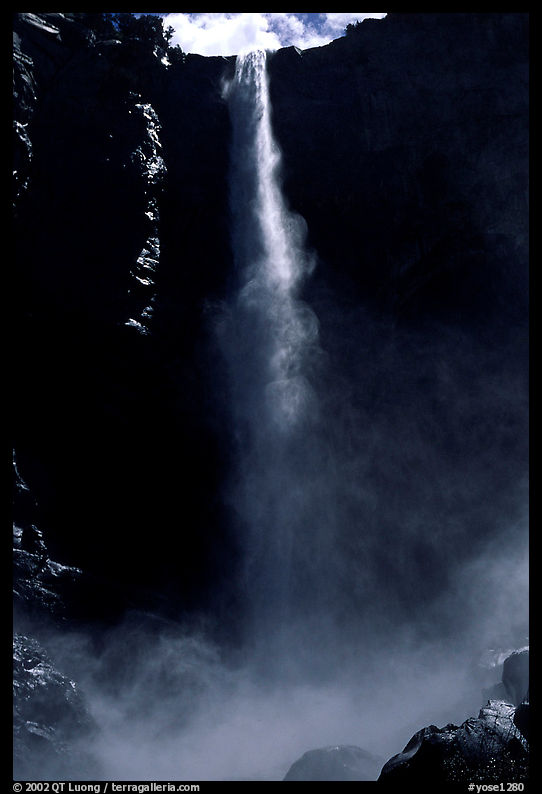 Bridalveil Falls, mid-day. Yosemite National Park, California, USA.