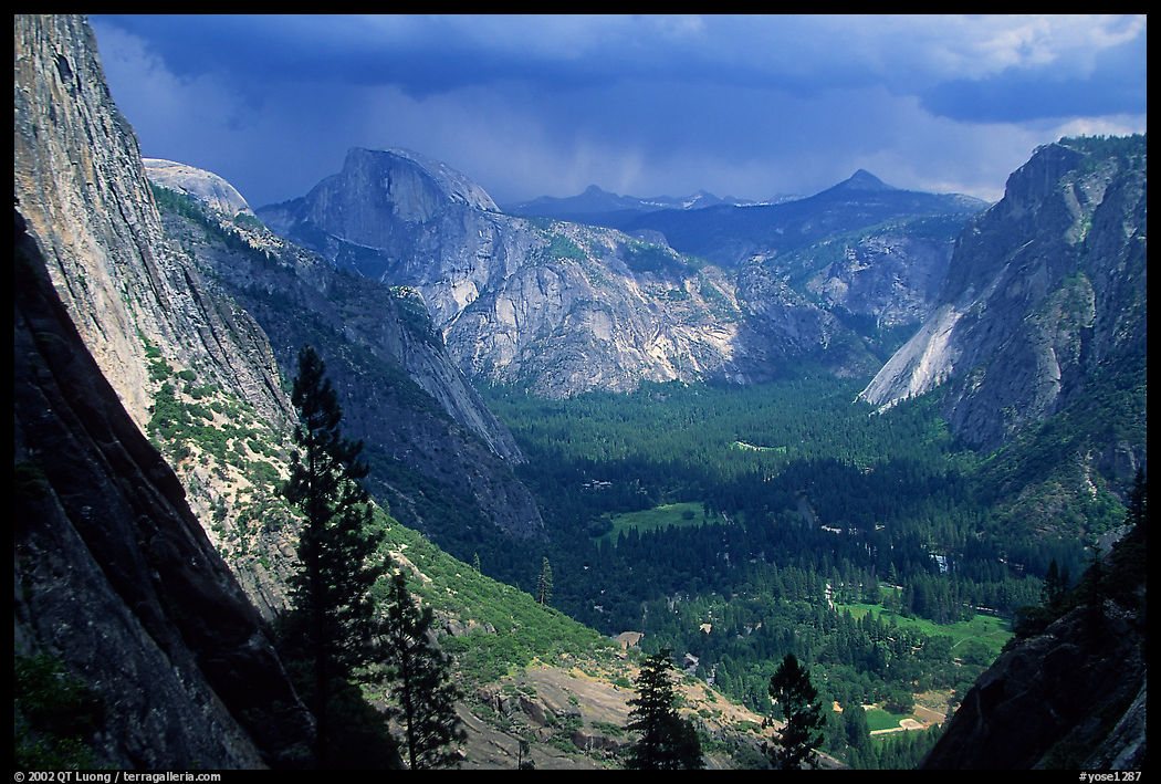 View of Yosemite Valley and Half-Dome from Yosemite Falls trail. Yosemite National Park, California, USA.