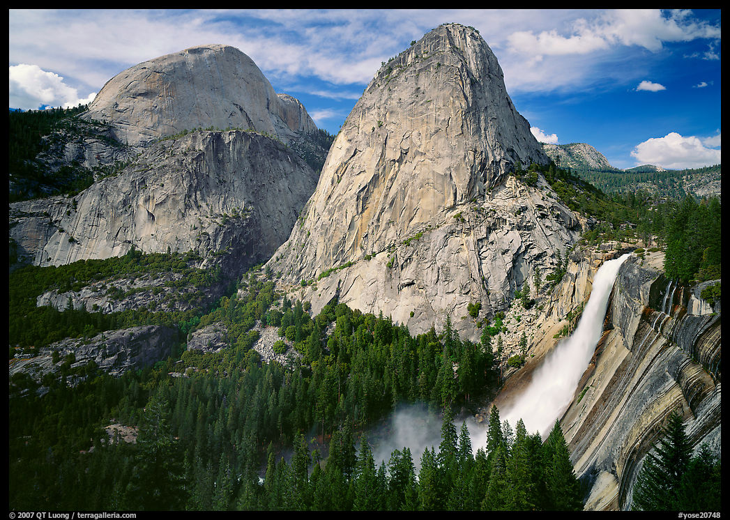 Nevada Fall, Liberty Cap, and Half Dome. Yosemite National Park, California, USA.