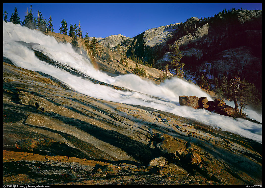 Waterwheels Fall of the Tuolumne River, late afternoon. Yosemite National Park, California, USA.
