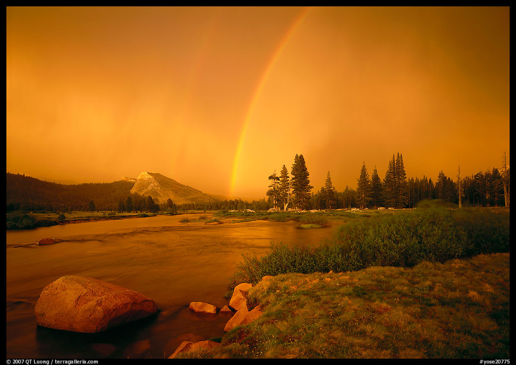 Double rainbow over Tuolumne Meadows. Yosemite National Park, California, USA.