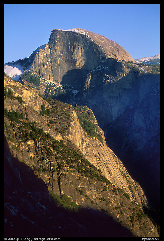 Half-Dome from Yosemite Falls trail, late afternoon. Yosemite National Park, California, USA.
