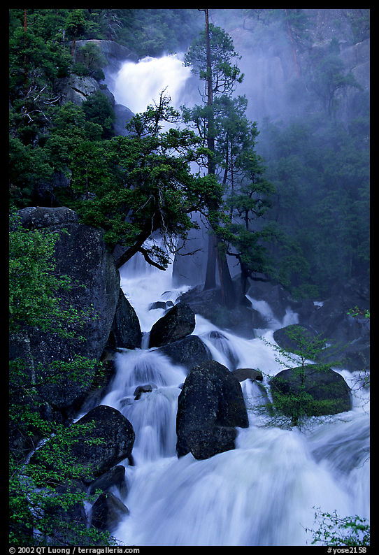 Raging waters in Cascade Creek during  spring. Yosemite National Park, California, USA.