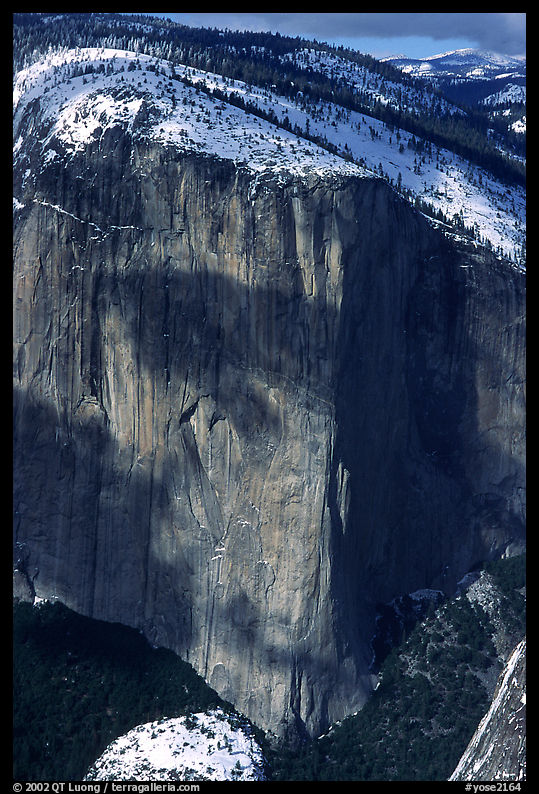El Capitan seen from Dewey Point in winter. Yosemite National Park, California, USA.