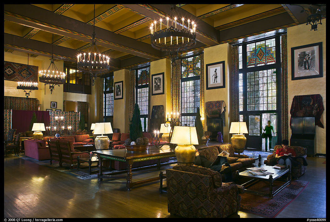 Lounge, Ahwahnee lodge. Yosemite National Park, California, USA.