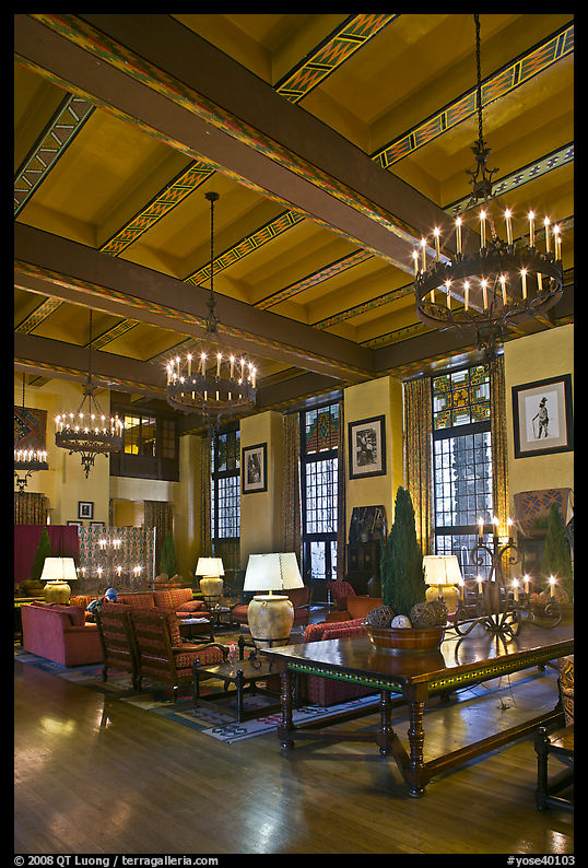 Lounge, Ahwahnee hotel. Yosemite National Park, California, USA.