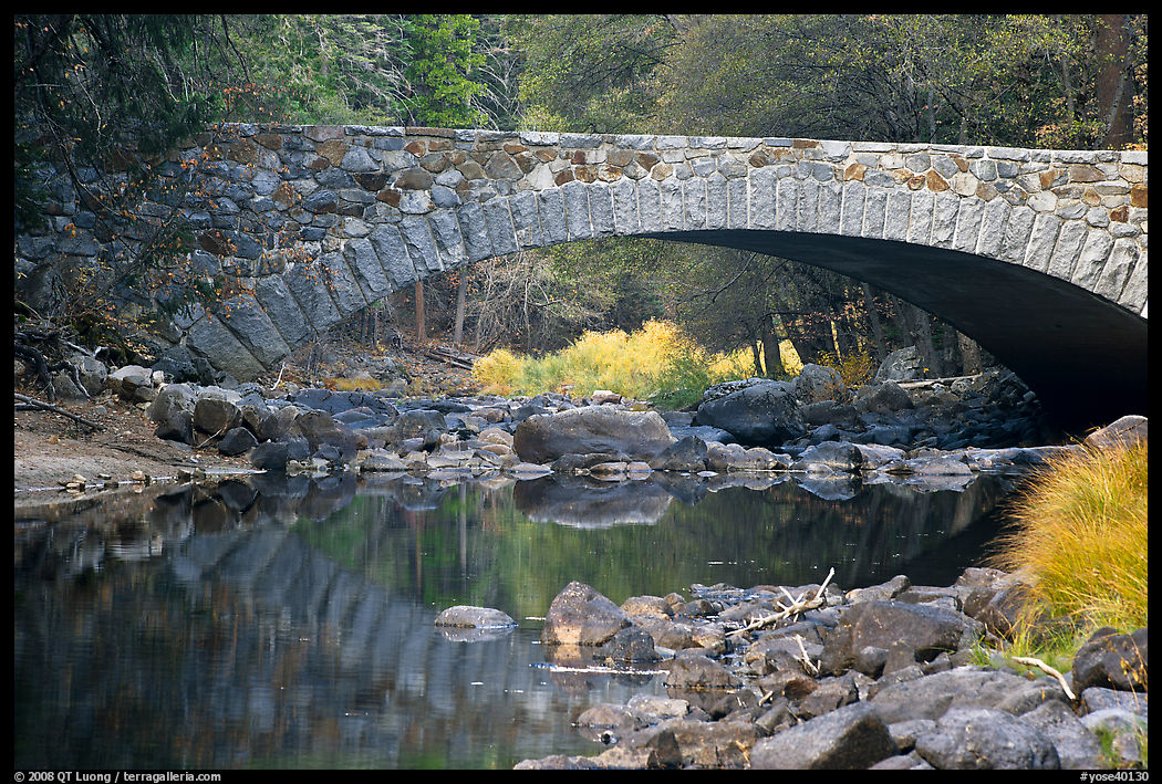 Bridge over the Merced River. Yosemite National Park, California, USA.