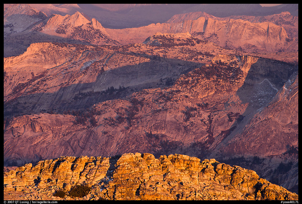 Granite ridges at sunset. Yosemite National Park, California, USA.
