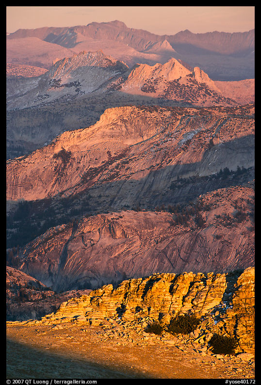 High country ridges at sunset. Yosemite National Park, California, USA.