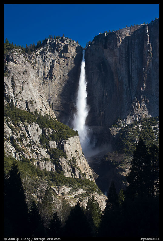 Upper Yosemite Falls in spring, early morning. Yosemite National Park