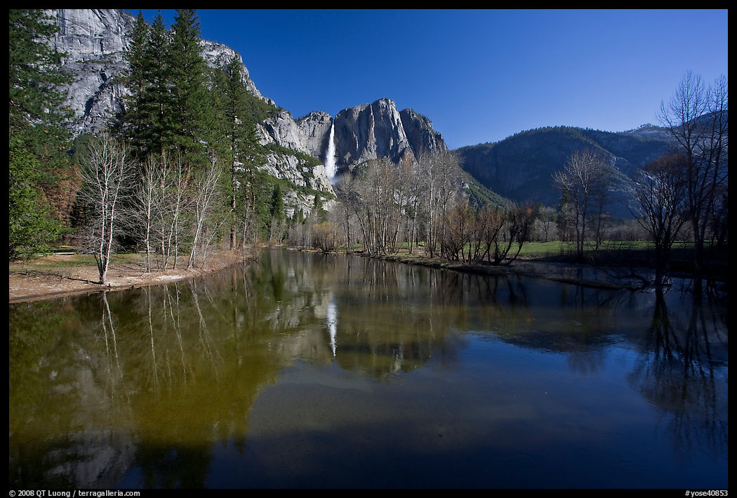 Merced River and Upper Yosemite Falls. Yosemite National Park