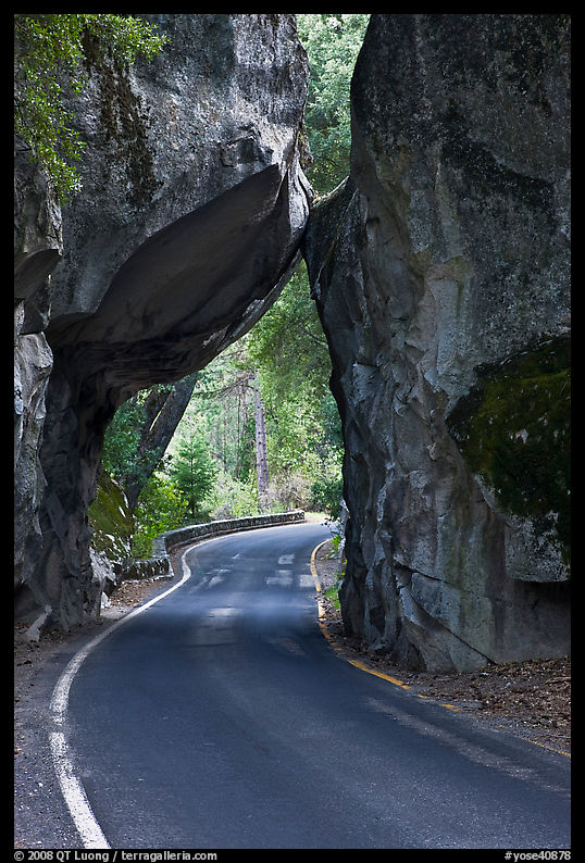 Road passing through Arch Rock, Lower Merced Canyon. Yosemite National Park