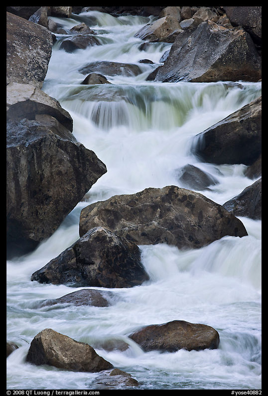 Boulders and rapids, Lower Merced Canyon. Yosemite National Park