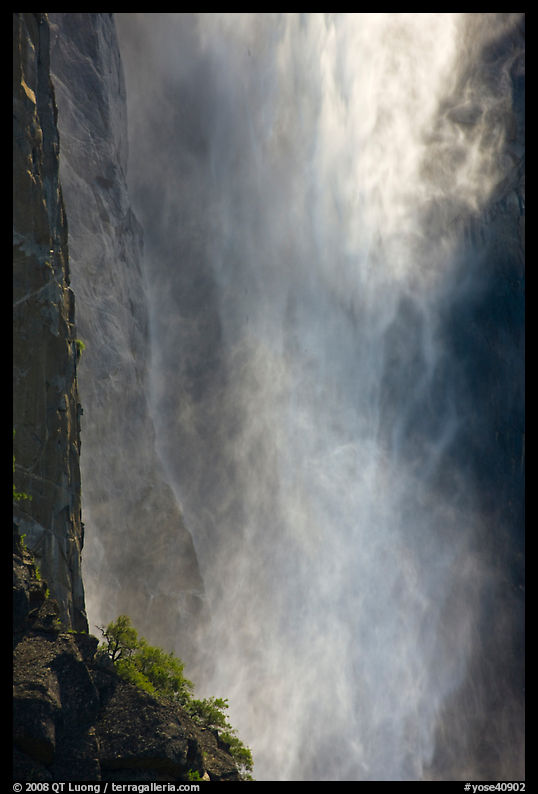 Falling water and spray, Bridalveil falls. Yosemite National Park