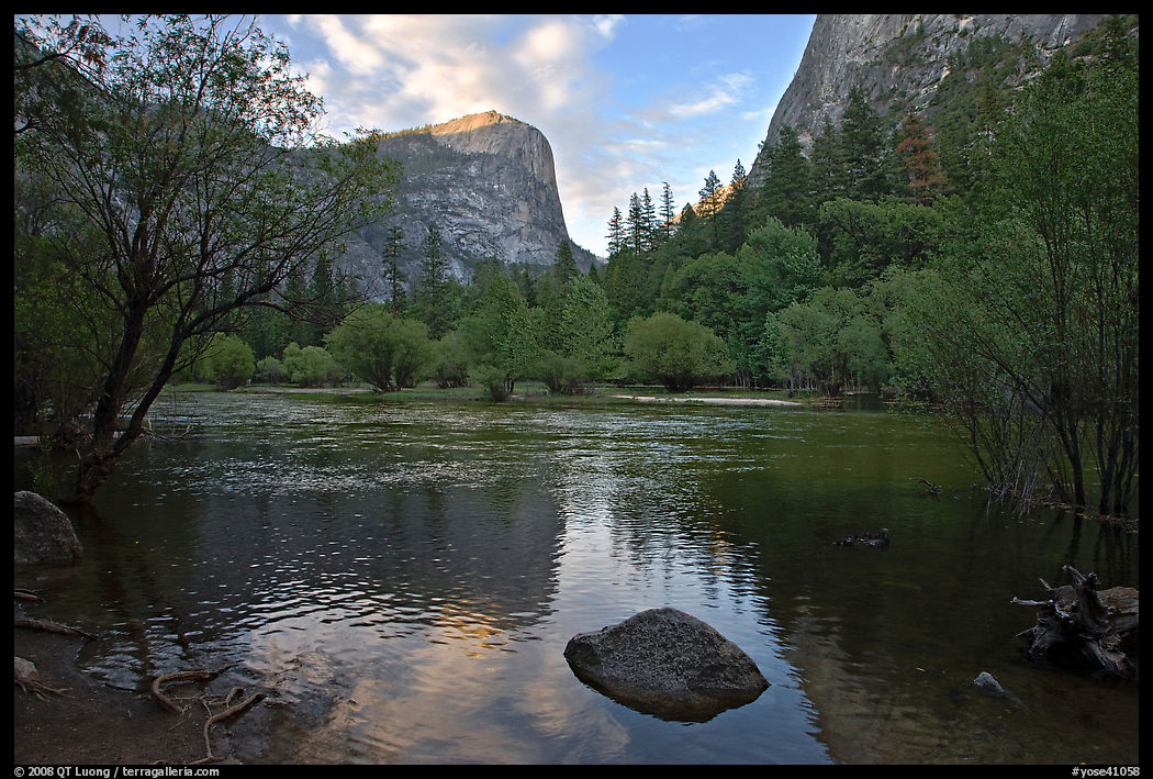 Mt Watkins at sunset, Mirror Lake. Yosemite National Park