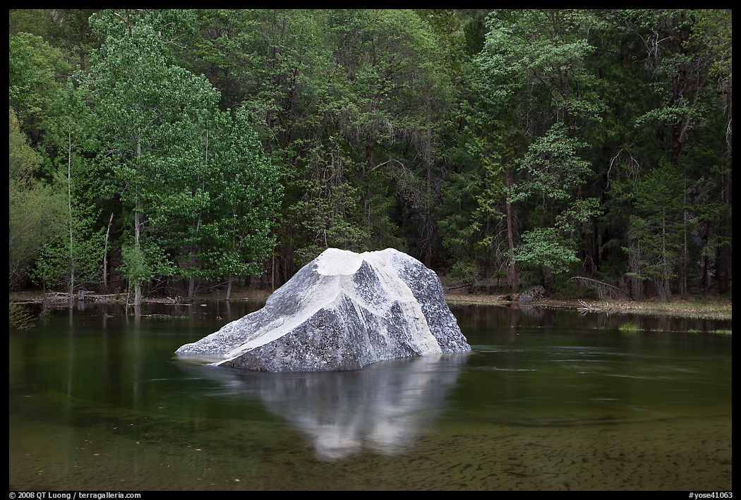 Light granite rock in Mirror Lake. Yosemite National Park