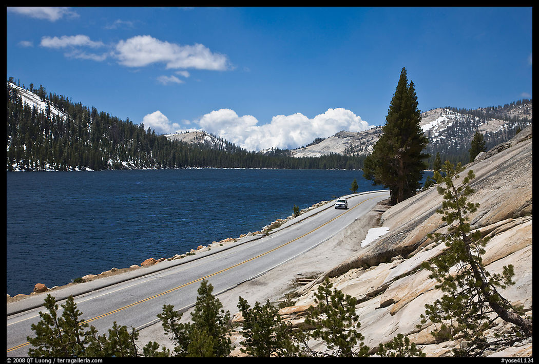 Road on shore of Tenaya Lake. Yosemite National Park