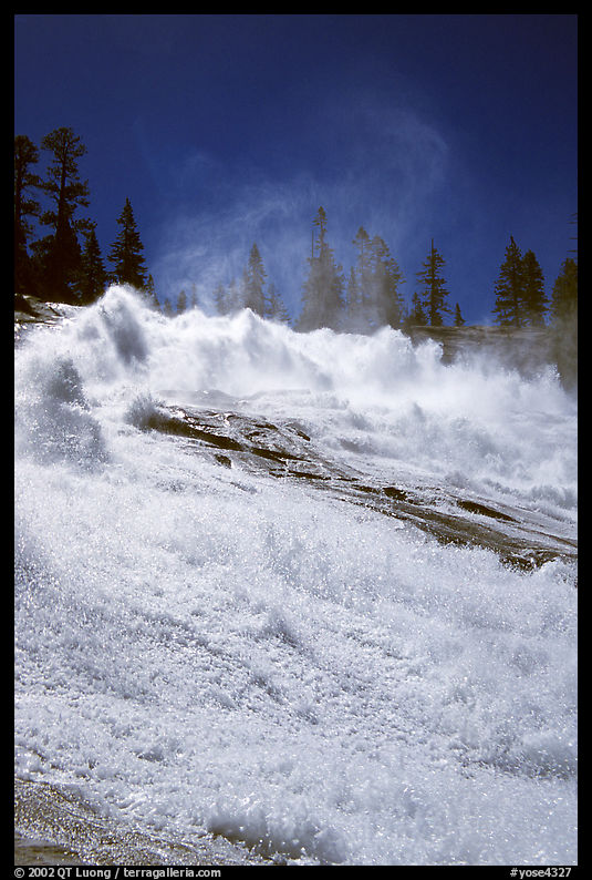 Raging waters of Waterwheel Falls, morning. Yosemite National Park, California, USA.