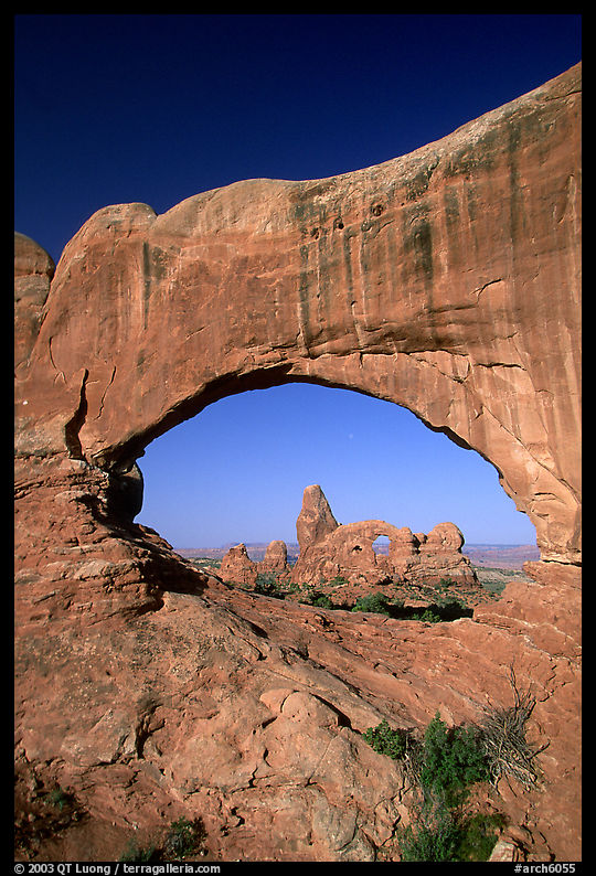 Turret Arch seen through South Window, morning. Arches National Park