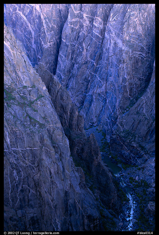 Depths of the canyon from Chasm view, North rim. Black Canyon of the Gunnison National Park, Colorado, USA.