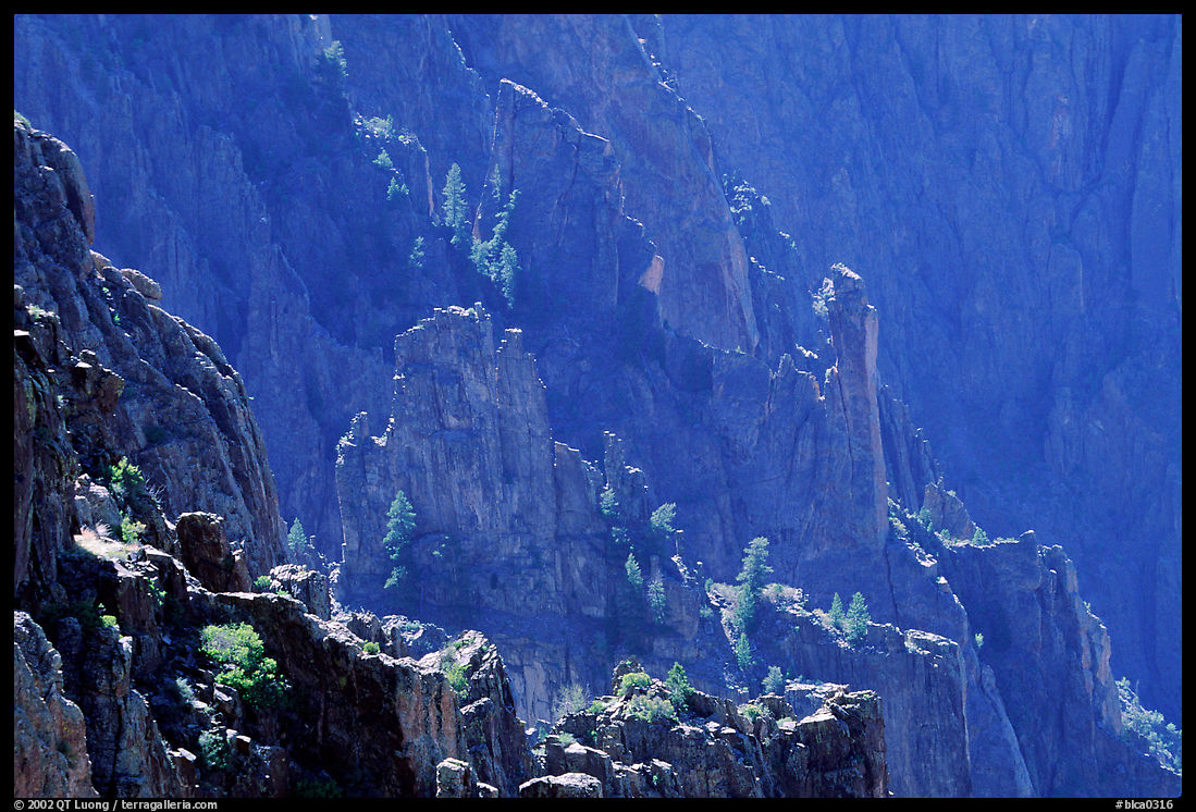 Blue hues from Island peaks view, North rim. Black Canyon of the Gunnison National Park, Colorado, USA.