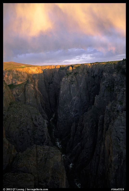 Narrows seen from Chasm view at sunset, North rim. Black Canyon of the Gunnison National Park, Colorado, USA.